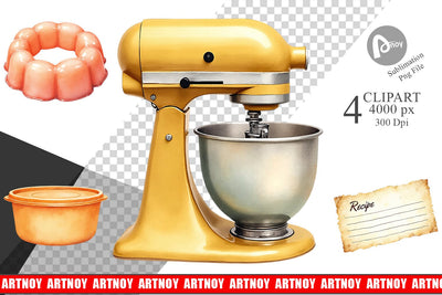 Clipart Watercolor Retro Thanksgiving Prep Sublimation artnoy 