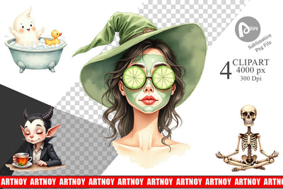 Clipart Watercolor Spooky Self Care Sublimation artnoy 