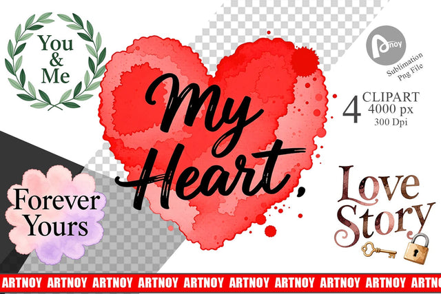 Clipart Watercolor Sweetheart Quotes Sublimation artnoy 