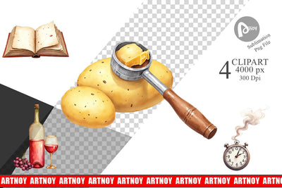 Clipart Watercolor Thanksgiving Kitchen Chaos Sublimation artnoy 