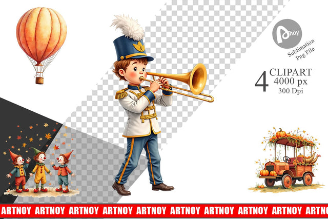 Clipart Watercolor Thanksgiving Parade Sublimation artnoy 