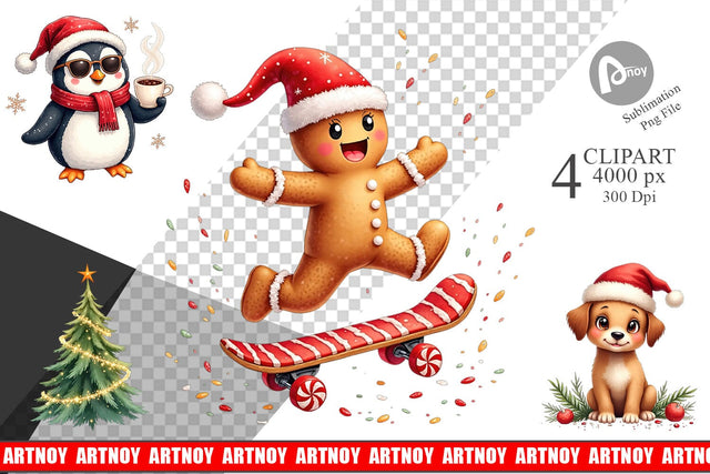 Clipart Whimsical Holiday Friends Sublimation artnoy 