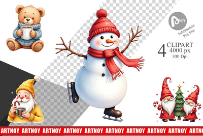 Clipart Whimsical Holiday Friends Sublimation artnoy 