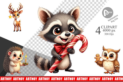 Clipart Winter Glow Whimsical Animals Sublimation artnoy 