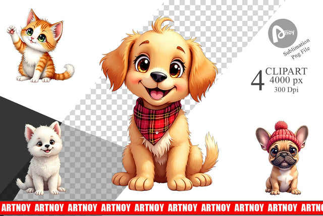 Clipart Winter Pets Parade Sublimation artnoy 