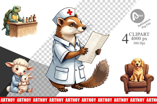 Clipart Woodland Healthcare Heroes Medical Animal Sublimation artnoy 