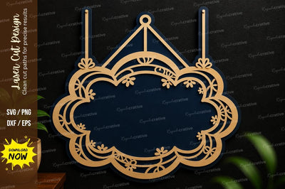 Cloud Hanging Frame SVG Laser Cut Wall Art SVG Regulrcrative 