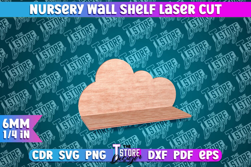 Cloud Nursery Wall Shelf Laser Cut | Laser Cut Design SVG The T Store Design 