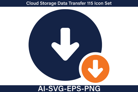 Cloud Storage Data Transfer Icon Set – Two Color Vector Line Icons SVG Debashish Barman 
