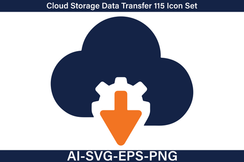 Cloud Storage Data Transfer Icon Set – Two Color Vector Line Icons SVG Debashish Barman 