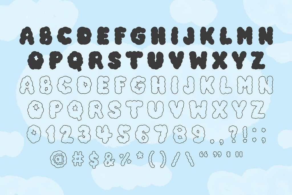 Cloudy - Cute Fluffy All-Caps Font - So Fontsy