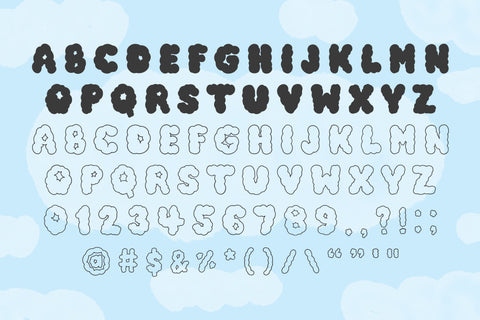 Cloudy - Cute Fluffy All-Caps Font Font Jyllyco 