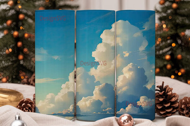 Cloudy Sky 20oz Tumbler Wrap Sublimation DesignSVG 