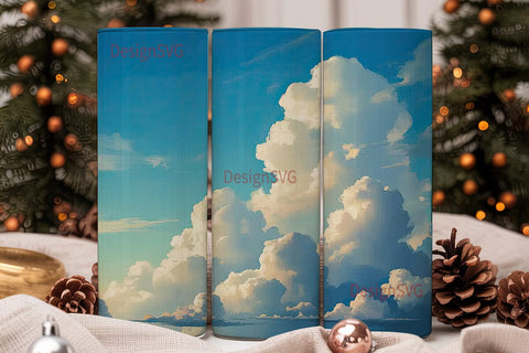 Cloudy Sky 20oz Tumbler Wrap Sublimation DesignSVG 