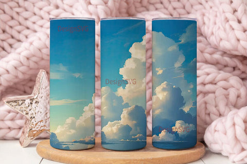 Cloudy Sky 20oz Tumbler Wrap Sublimation DesignSVG 