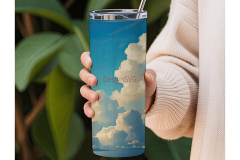 Cloudy Sky 20oz Tumbler Wrap Sublimation DesignSVG 