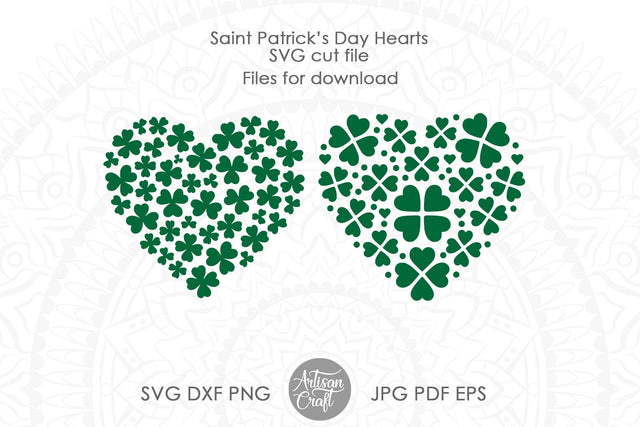 Clover heart, St Patrick SVG files, Heart and shamrock SVG SVG Artisan Craft SVG 