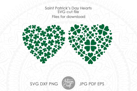 Clover heart, St Patrick SVG files, Heart and shamrock SVG SVG Artisan Craft SVG 
