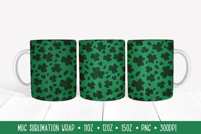 Clover Leaves Leopard Mug Wrap. St Patricks Day Mug Wrap PNG Sublimation LaBelezoka 