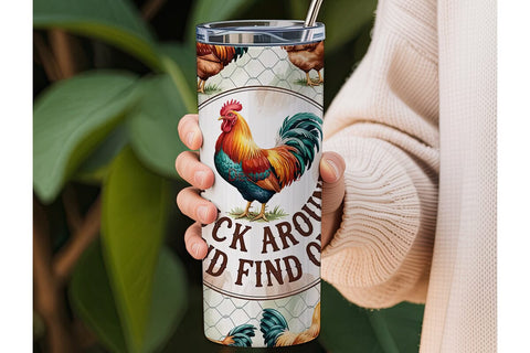 Cluck Around Tumbler Wrap Sublimation DesignSVG 