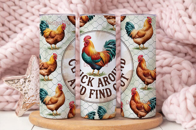 Cluck Around Tumbler Wrap Sublimation DesignSVG 