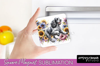 Clumber Spaniel Magnet Sublimation - Dog Mom Floral Magnet PNG Design Sublimation OrangeBrushStudio 