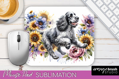 Clumber Spaniel Mouse Pad Design - Dog Mom Floral Mousepad Sublimation Sublimation OrangeBrushStudio 