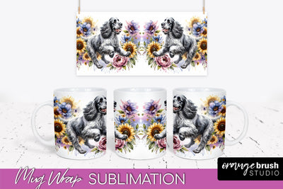 Clumber Spaniel Mug Wrap - Dog Mom Floral Coffee Mug PNG Sublimation Sublimation OrangeBrushStudio 