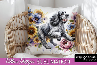 Clumber Spaniel Pillow Cover - Dog Mom Floral Pillow Sublimation Sublimation OrangeBrushStudio 