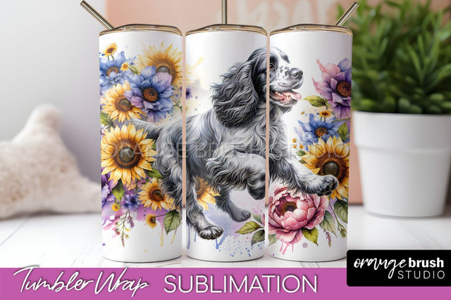 Clumber Spaniel Tumbler Wrap - Dog Mom Floral Tumbler Sublimation Sublimation OrangeBrushStudio 