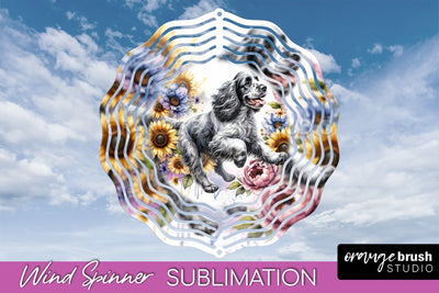 Clumber Spaniel Wind Spinner, Dog Mom Floral Wind Spinner Sublimation Sublimation OrangeBrushStudio 