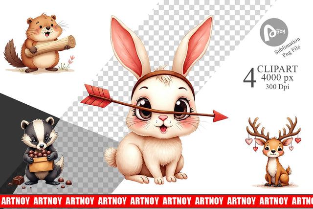 Clumsy Critters Clipart Sublimation artnoy 