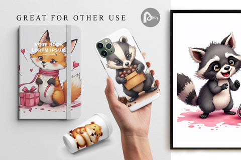 Clumsy Critters Digital Paper Digital Pattern artnoy 