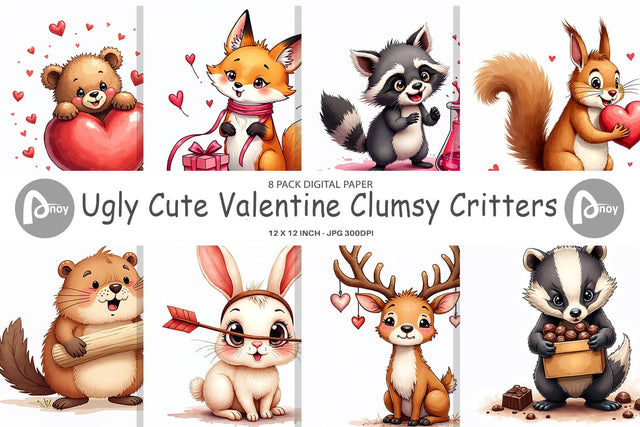 Clumsy Critters Digital Paper Digital Pattern artnoy 