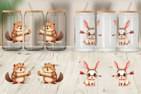 Clumsy Critters Glass Can Sublimation artnoy 