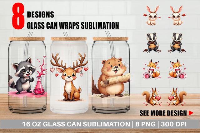 Clumsy Critters Glass Can Sublimation artnoy 