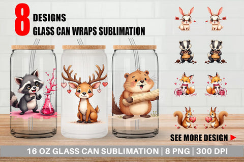 Clumsy Critters Glass Can Sublimation artnoy 