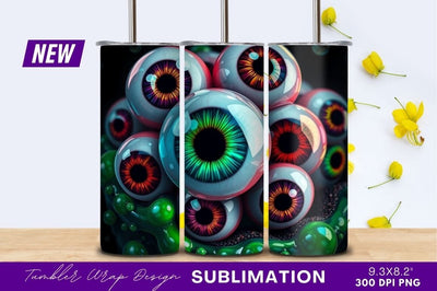 Cluster of colorful eyeballs tumbler png Sublimation Regulrcrative 