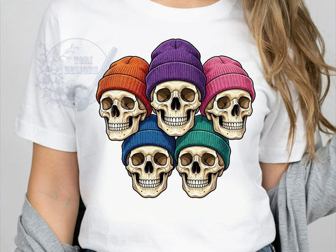 Clustered Skulls Art T-Shirt PNG, Clustered Skulls, Gothic Style, Dark Vibes, Skeleton Fashion, Sublimation PNG, Statement Shirt, Edgy Apparel Sublimation ToriDesigns 