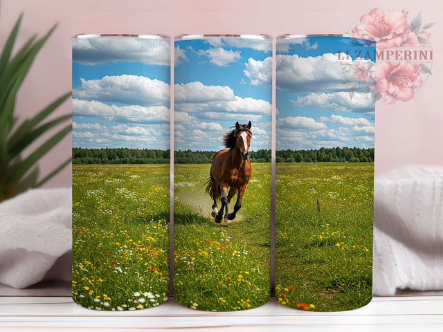 Clydesdale Horse Wildflower Tumbler Wrap, Wildflower Meadow Wrap, 20oz Sublimation Wrap, Horse Lover Tumbler, Rustic Farm Tumbler, Equestrian Cup Design, Country Western Tumbler Sublimation Li Zamperini 