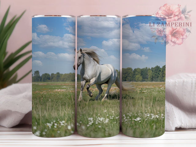 Clydesdale Horse Wildflower Tumbler Wrap, Wildflower Meadow Wrap, 20oz Sublimation Wrap, Horse Lover Tumbler, Rustic Farm Tumbler, Equestrian Cup Design, Country Western Tumbler Sublimation Li Zamperini 