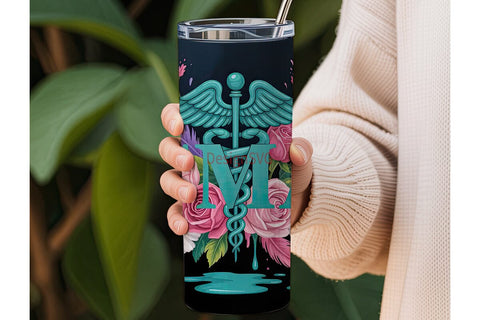 CMA Floral Caduceus 20oz Tumbler Wrap Sublimation DesignSVG 
