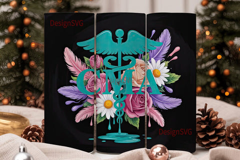 CMA Floral Caduceus 20oz Tumbler Wrap Sublimation DesignSVG 