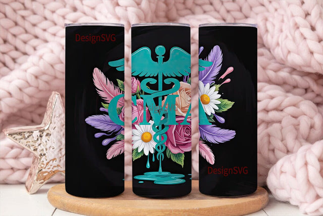 CMA Floral Caduceus 20oz Tumbler Wrap Sublimation DesignSVG 