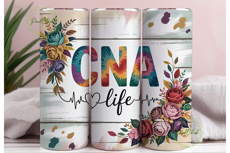 CNA Floral Cow Print 20oz Tumbler Wrap Sublimation PixelChick 