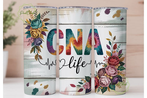 CNA Floral Cow Print 20oz Tumbler Wrap Sublimation PixelChick 