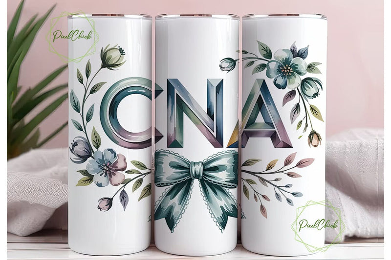 CNA Floral Tumbler Design Sublimation PixelChick 