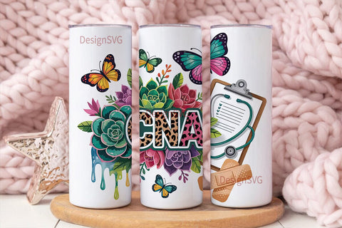 CNA Floral Tumbler Wrap PNG Sublimation DesignSVG 
