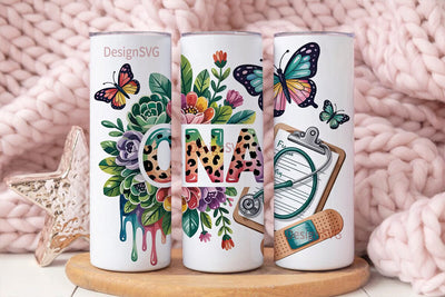 CNA Floral Tumbler Wrap PNG Sublimation DesignSVG 