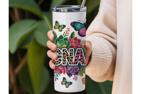 CNA Floral Tumbler Wrap PNG Sublimation DesignSVG 